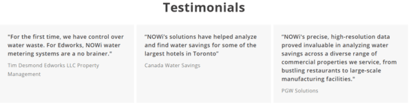 A testimonial page for the hotel that has been awarded by canada water savings.